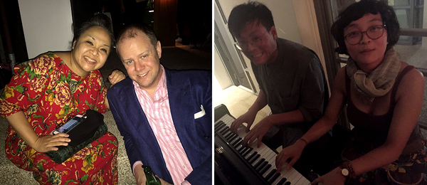 左：亚洲艺术文献库发展总监Alexandra Seno和Hong Kong Land的David Martin；右：艺术家余荣基与Mei Tung Chan.