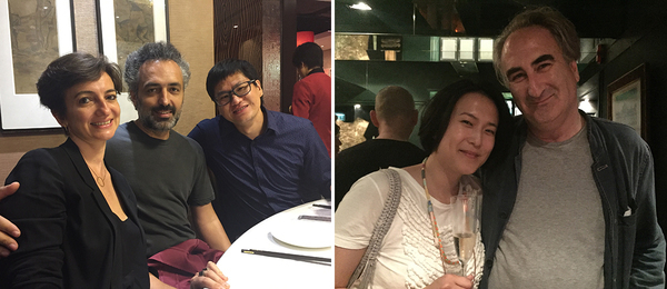 左：Esra A Aysun，艺术家Nuri Kuzucan与阿三（Chan Sai Lok）；右：MILL6基金总监李安琪（Angelika Li）与艺术家David Boyce.