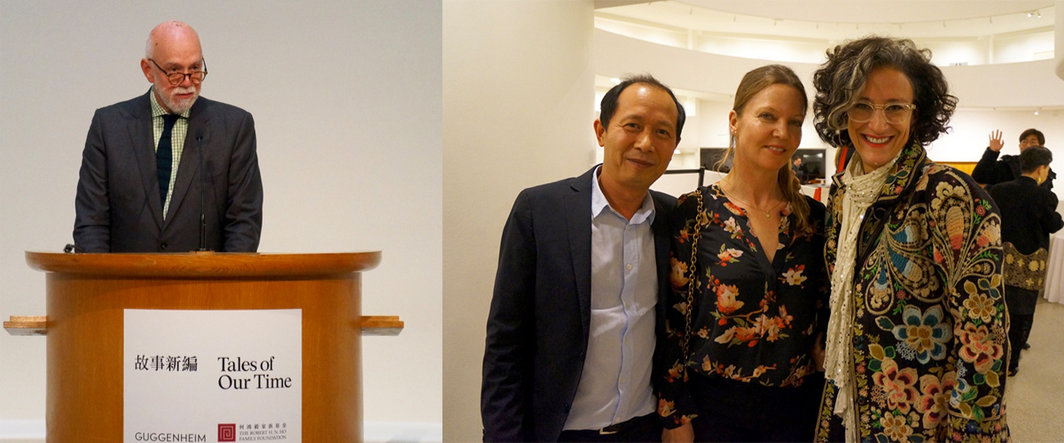 左：古根海姆美术馆馆长Richard Armstrong；右：侯瀚如、Evelyne Jouanno与Audrey Wallen.