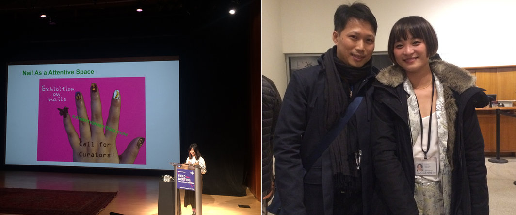 左：艺术家叶甫纳发言现场；右：艺术家饶加恩与策展人翁笑雨.