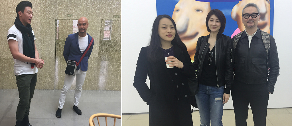 左：外滩美术馆的李棋与Larys Frogier；右：没顶画廊的杨诗涵，K11美术馆的孙景怡以及安全口画廊的陶心书.