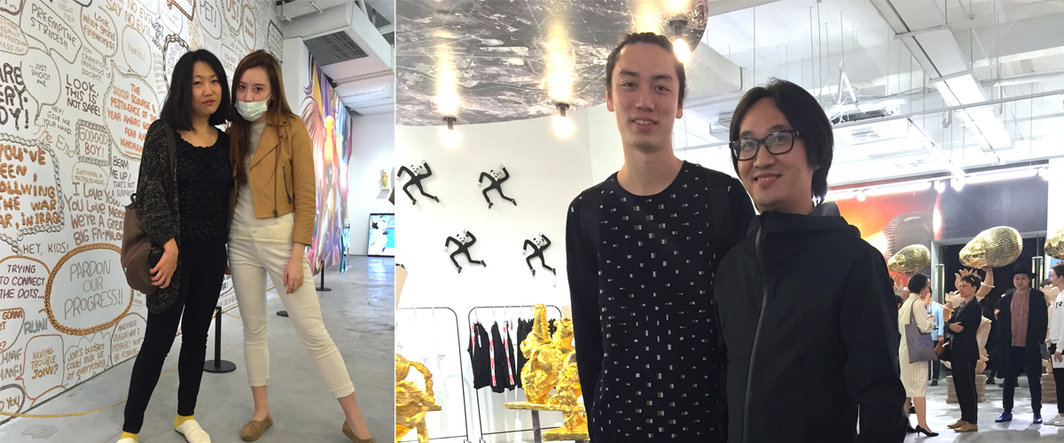 左：艺术家李亭葳和Reformer空间的Morgan；右：艺术家郭城与陆平原.