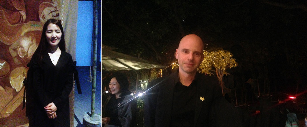 左：艺术家刘毅；右：艺术家Yves Netzhammer.