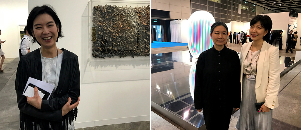 左：PKM画廊总监Si Young Hur：右：艺术家Kimsooja和Kukje Gallery的Zoe Chun.
