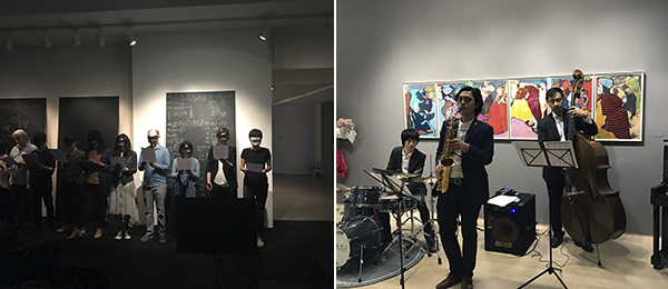 左：Ari Benjamin Meiers在Spring Workshop的表演现场；右：汉雅轩的爵士乐演奏.