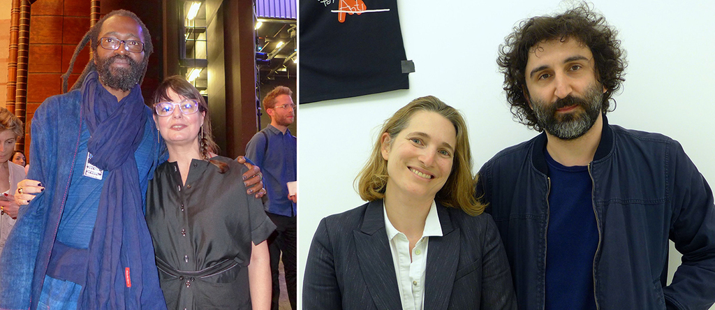 左：艺术家Aboubakar Fofana和第十四届文献展策展顾问/雅典美术馆以及《南方作为一种思想状态》创始人Marina Fokidis；右：Locus Athens联合创始人Maria-Thalia Carras 与艺术家Cevdet Erek.