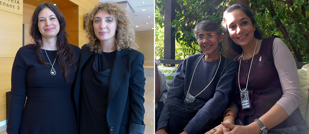 左：第十四届文献展策展人Candice Hopkins和诗人/出版物主编Quinn Latimer；右：艺术家Lala Rukh和Gauri Gill.