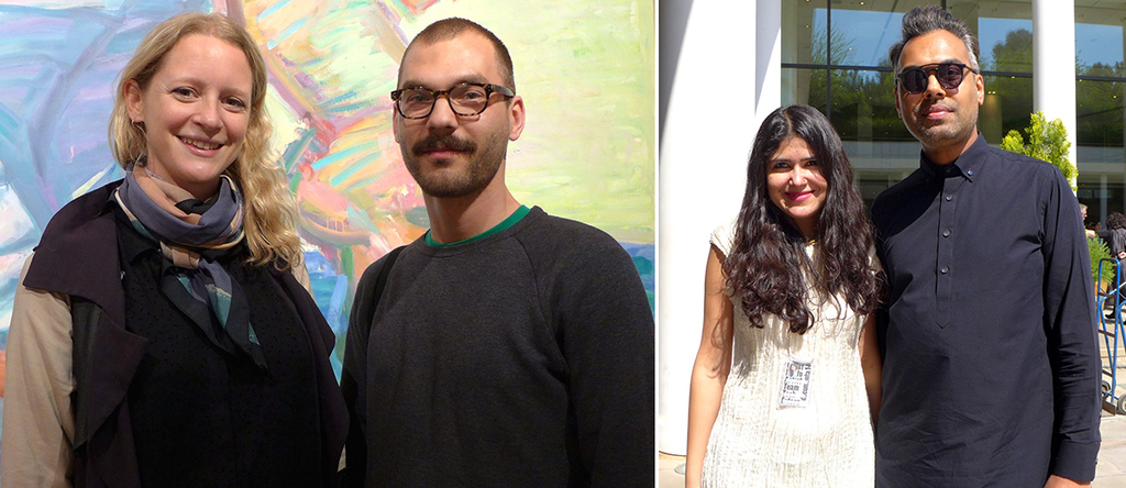 左：Witte de With的Natasha Hoare和Samuel Saelemakers； 右：第十四届文献展策展顾问Natasha Gunwale和作家/小说家Shumon Basar.