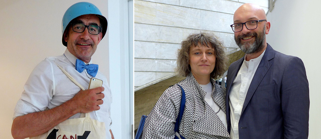 左：艺术家Thierry Geoffroy；右：艺术家Hristina Ivanoska和Yane Calovski.