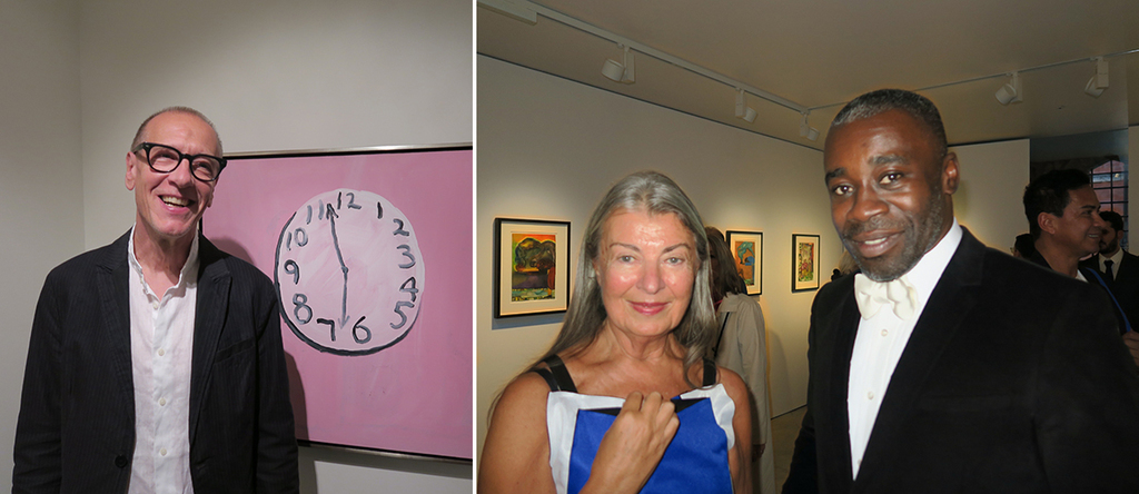 左：艺术家Christian Marclay；右：画廊家Victoria Miro与艺术家Chris Ofili.