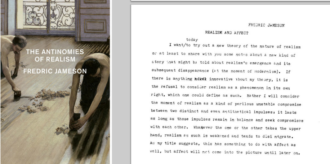 弗雷德里克·杰姆逊，《现实主义的二律背反》，伦敦：Verso出版社，2013. 封面图像：古斯塔夫·卡耶博特（Gustave Caillebotte），《刮地板的工人》，1875，布面油画.