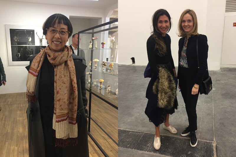 左：站台中国总监孙宁；右：瑞银集团（UBS）艺术收藏项目经理艾心玫与伦敦Michael Werner Gallery的Marlene Von Carnap.