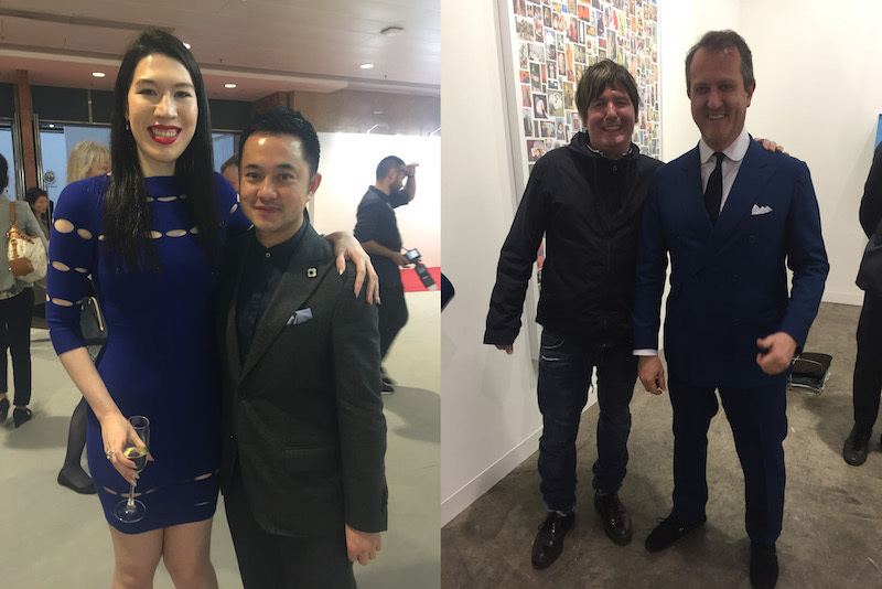 左：艺术家何凤莲与画廊家许剑龙；右：艺术家Jim Lambie与画廊家Franco Noero.