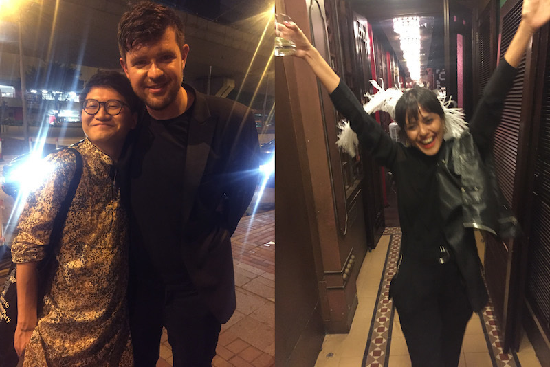 左：艺术家杨沛铿与策展人Cosmin Costinas；右：艺术家Wawi Navarroza.