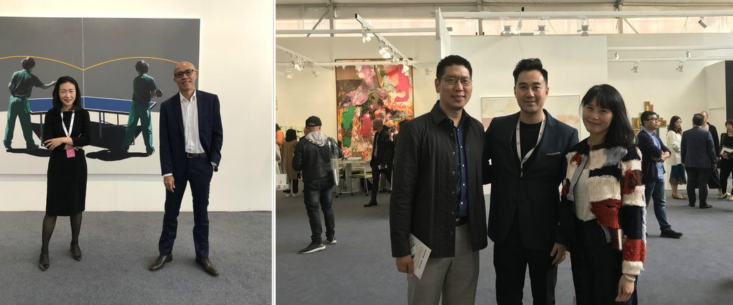 左：长征空间的贾明玉、卢杰；右：里森画廊的董道兹、ART CHENGDU的联合创始人黄予、没顶画廊的周冰心.