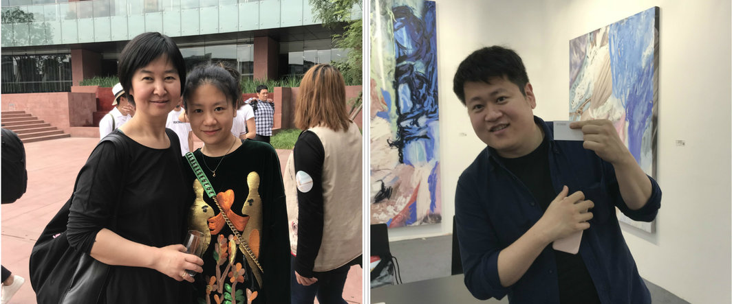 左：Vanguard画廊的李力、SSSSTART的巢佳幸；右：华宇集团副总裁、华宇青年奖发起人及总策划赵屹松.