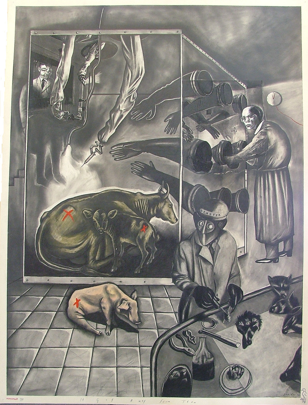 苏·蔻，《它逃出来了》，1990，Strathmore版纸上石墨、水彩和水粉，40 1/8“ x 30”. 图片提供：Galerie St. Etienne, New York.