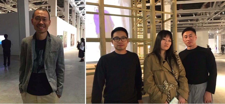 左：艺术家邱黯雄；右：艺术家刘窗，艺术家李爽，天线空间负责人王子.