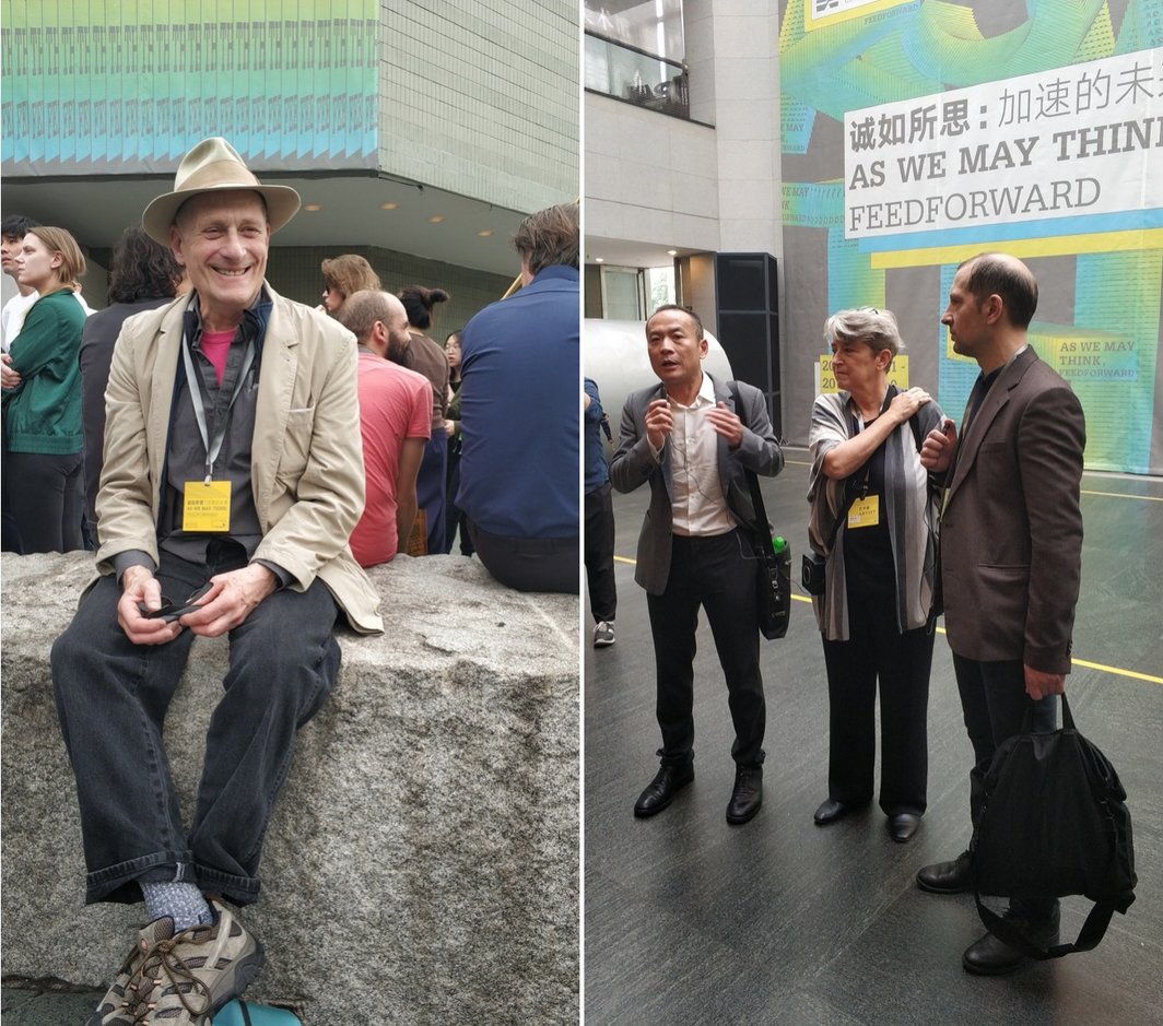 左：艺术家伯尼·卢贝尔；右：第六届广州三年展主题展策展人张尕、安琪莉可·斯班尼克、菲利普·齐格勒（从左至右）.&nbsp;如无标注，全文摄影：丁博.