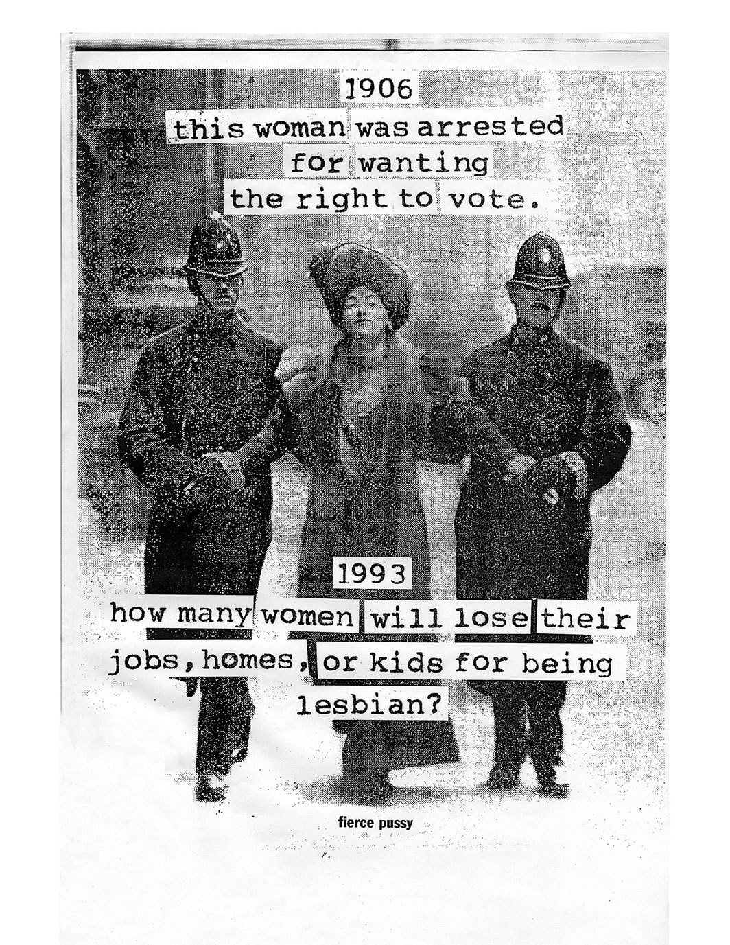 fierce pussy“抵制科罗拉多”项目中的海报，1993，黑白复印，17 x 11英寸.