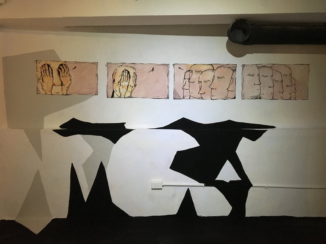 “油麻地的两万种死法”台北场的展览现场，合作艺术家Candy Bird的作品.