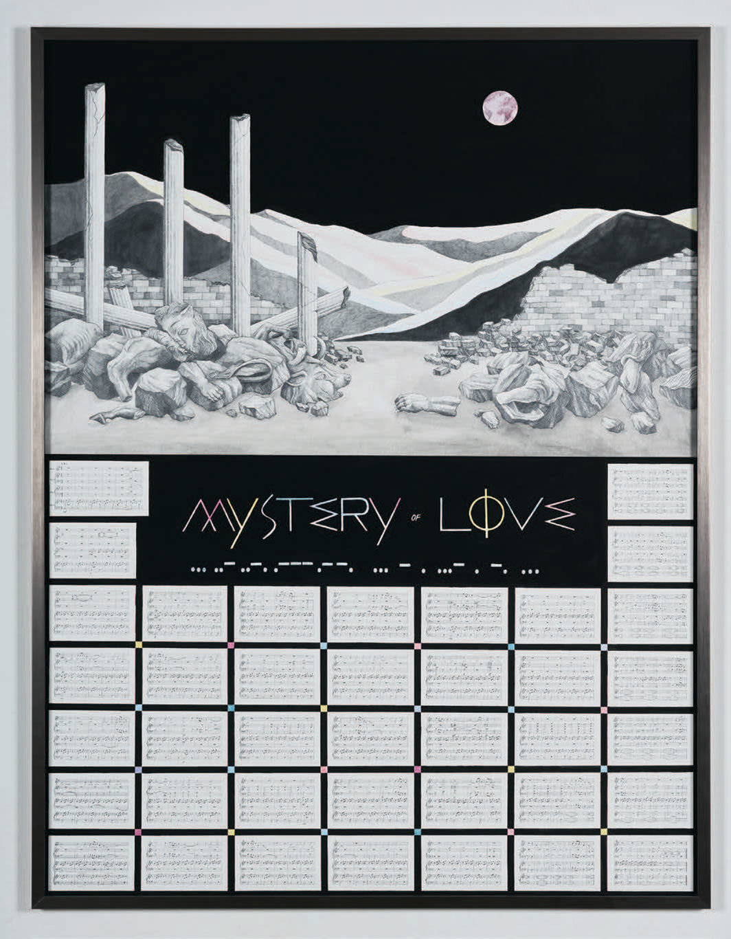 何倩彤，《爱之秘》，2019，纸上铅笔、墨铅和水粉，134.6 x 100.3 cm.