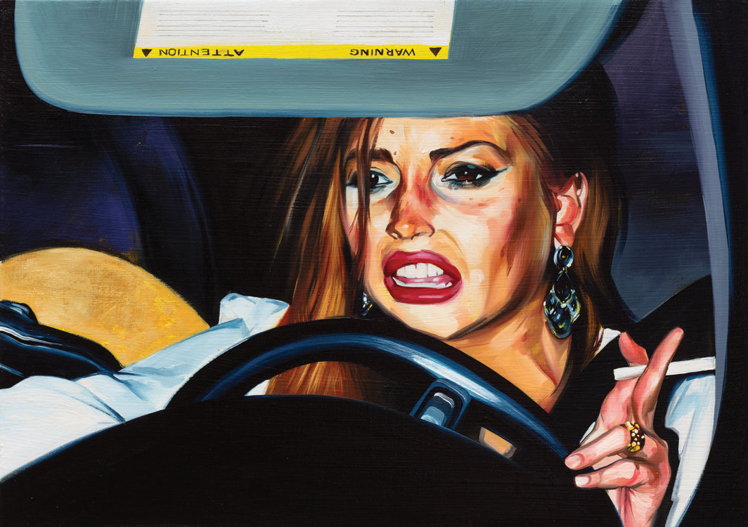 山姆·麦金尼斯，《林赛》（Lindsay），2019，亚麻布上油画，15 × 21".