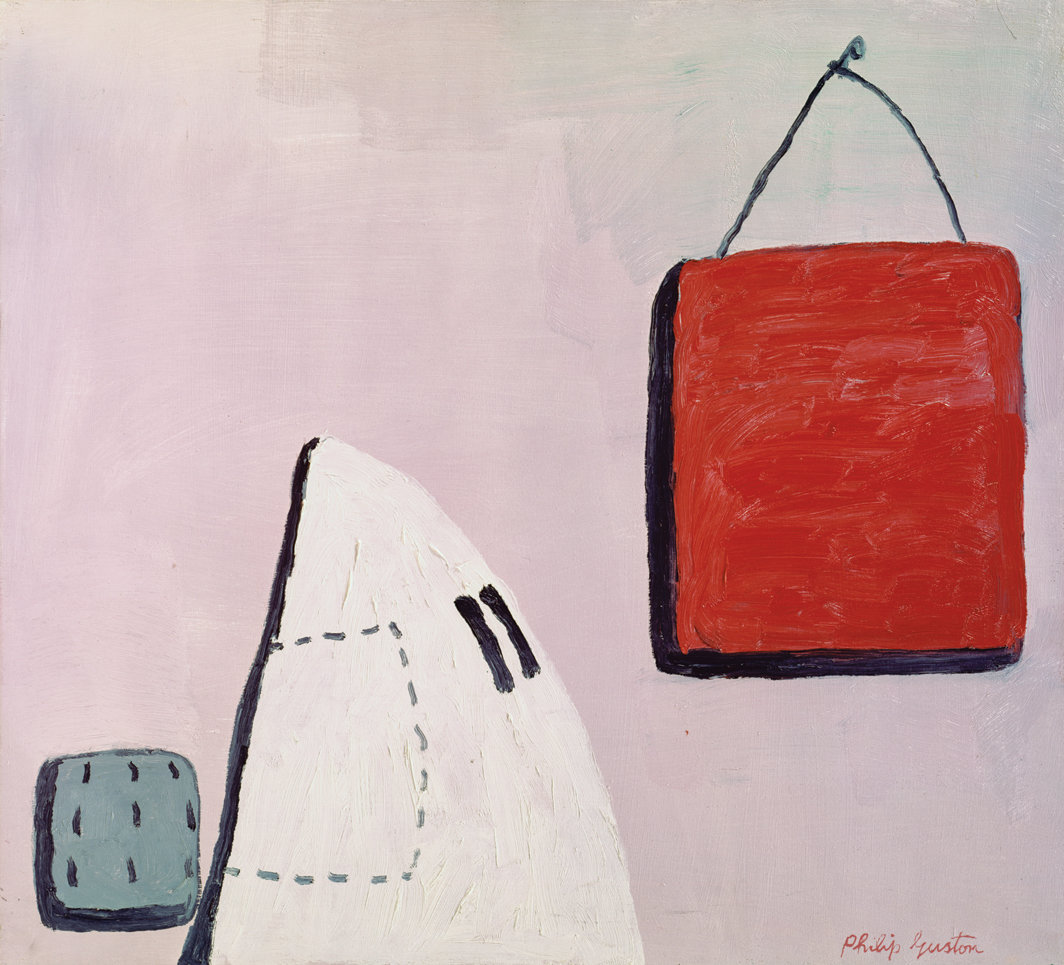 菲利普·加斯顿，《红画》，1969，板上油画，24 × 26 1/2". © The Estate of Philip Guston.