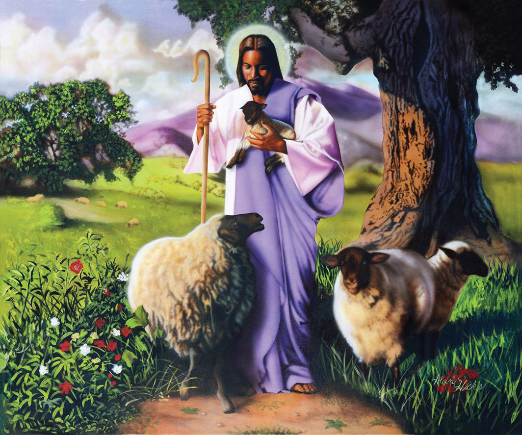 阿兰·希克斯，《好牧人》（Good Shepherd），2003，布面丙烯和喷漆，30 × 40".