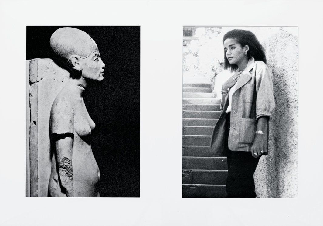 洛兰·格拉迪，《混血家庭相册（跨世代的），左：娜芙蒂蒂，最后的图像；右：德沃尼亚的小女儿金贝利》，1980/1994，双联照，Cibachrome复制照片，整体尺寸26× 37”. 取自《混血家庭相册》，1980/1994. © Lorraine O’Grady/Artists Rights Society (ARS), New York.
