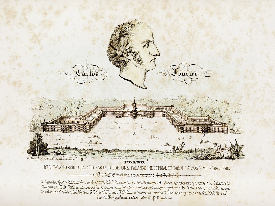 夏尔·傅立叶的“法朗斯泰尔”社区计划，19世纪. 图片来源：Fototeca Gilardi/akg-images.