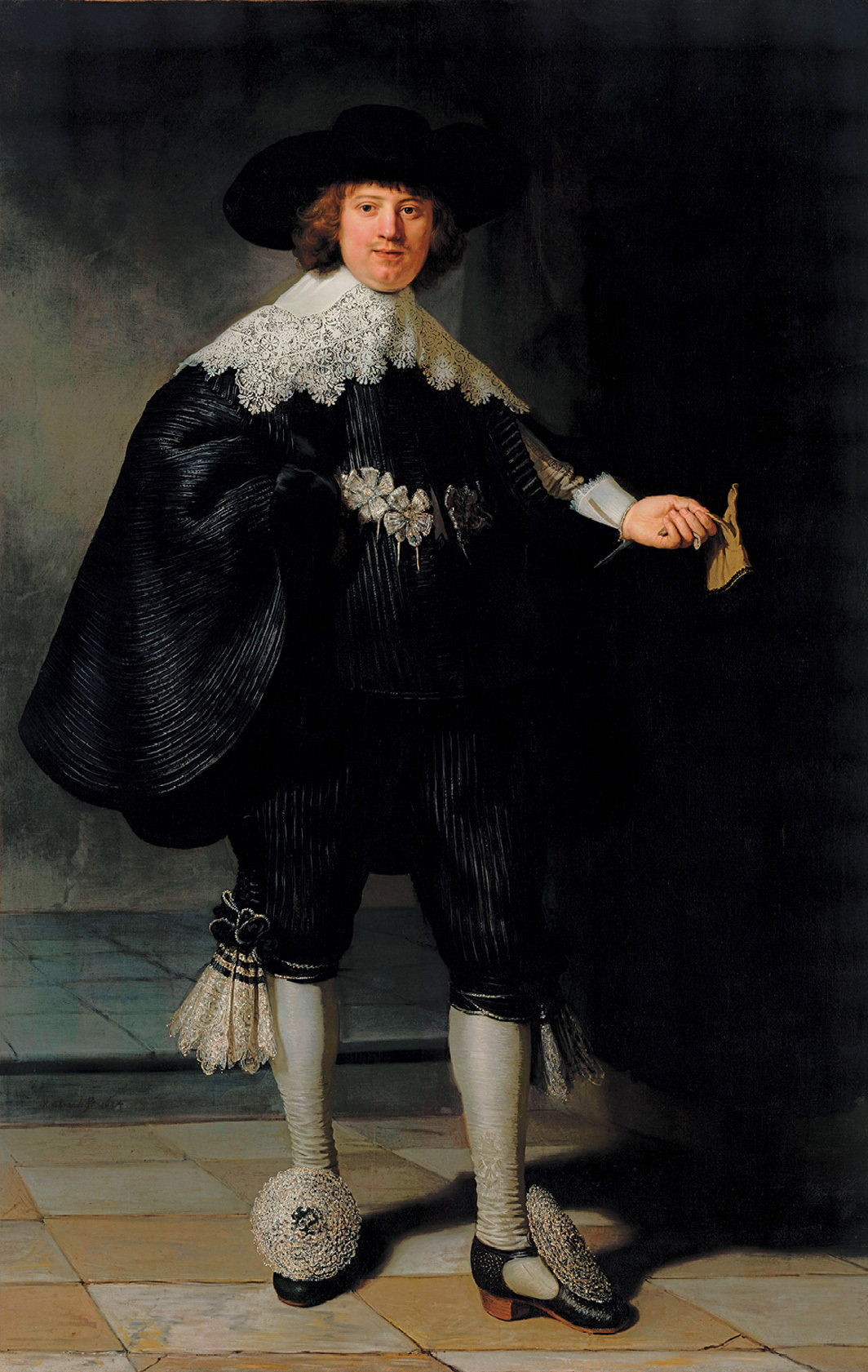 伦勃朗·范·莱茵，《马丁·苏尔曼斯肖像》，1634，布面油画，81 3⁄4 × 52".