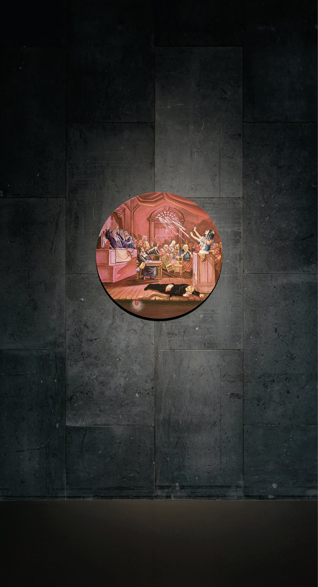 米科瓦伊·索布查克，《女巫审判（萨勒姆）》，2018，布面丙烯. 展览现场，柏林世界文化宫. 图片：Studio Bowie.