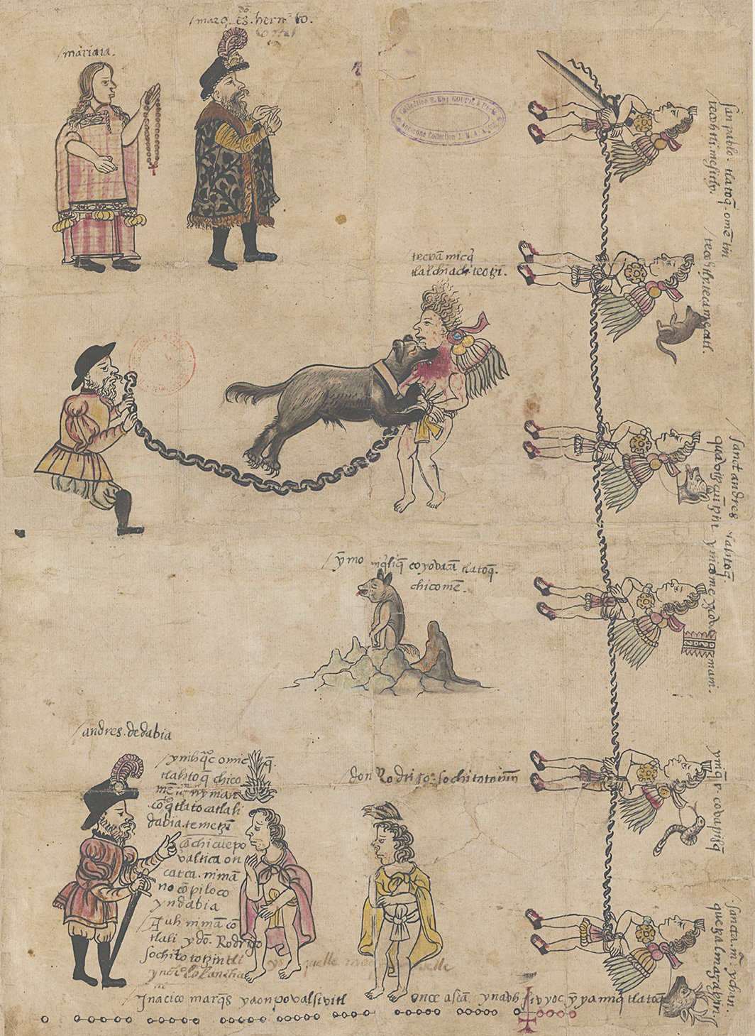 佚名艺术家，《犬刑手卷》，1560，纸上墨水及颜料，16 7⁄8 × 12 1⁄4".