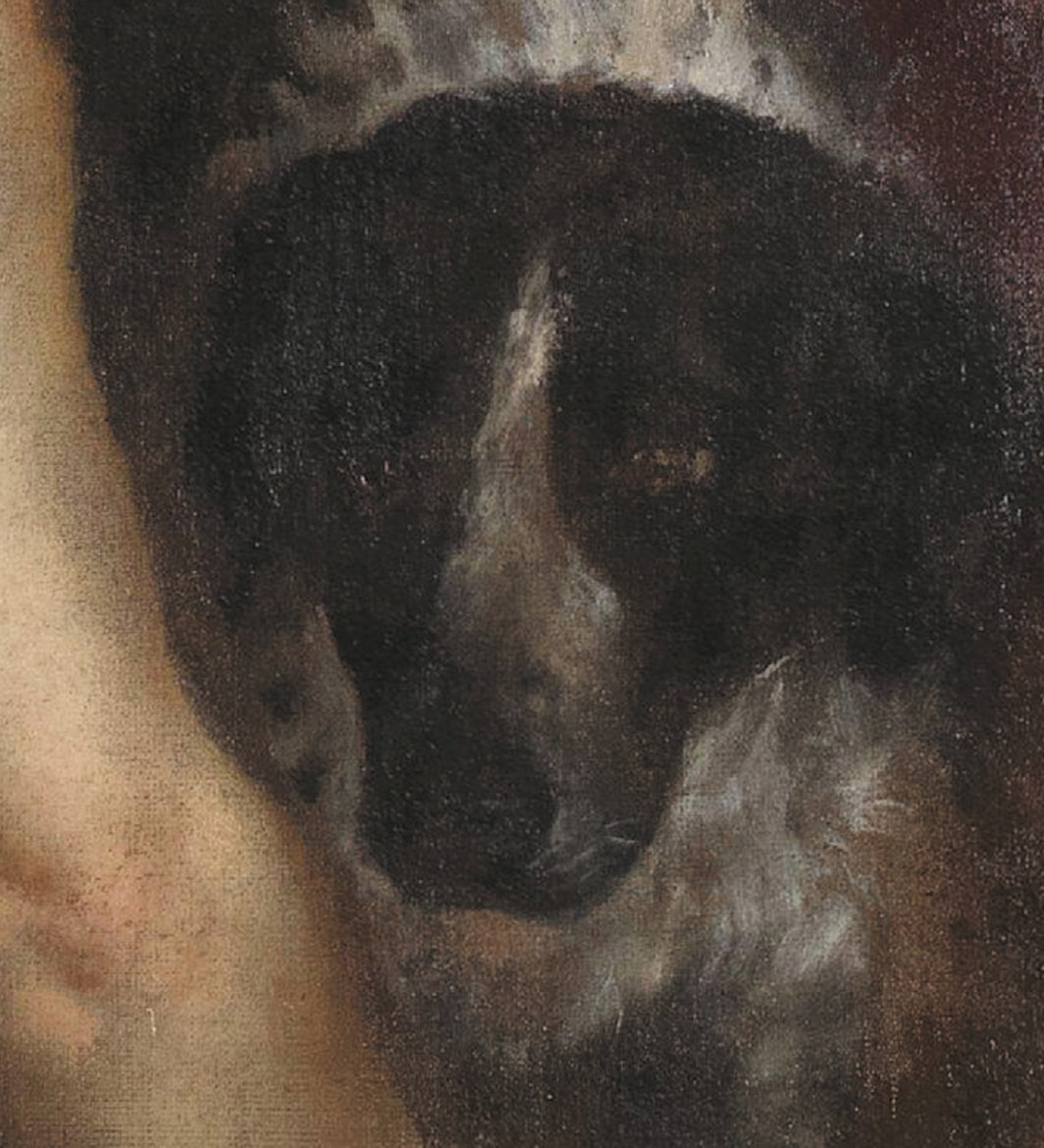 提香，《狄阿娜与卡里斯多》（局部），1556–59，布面油画，73 5⁄8 × 80 1⁄2".