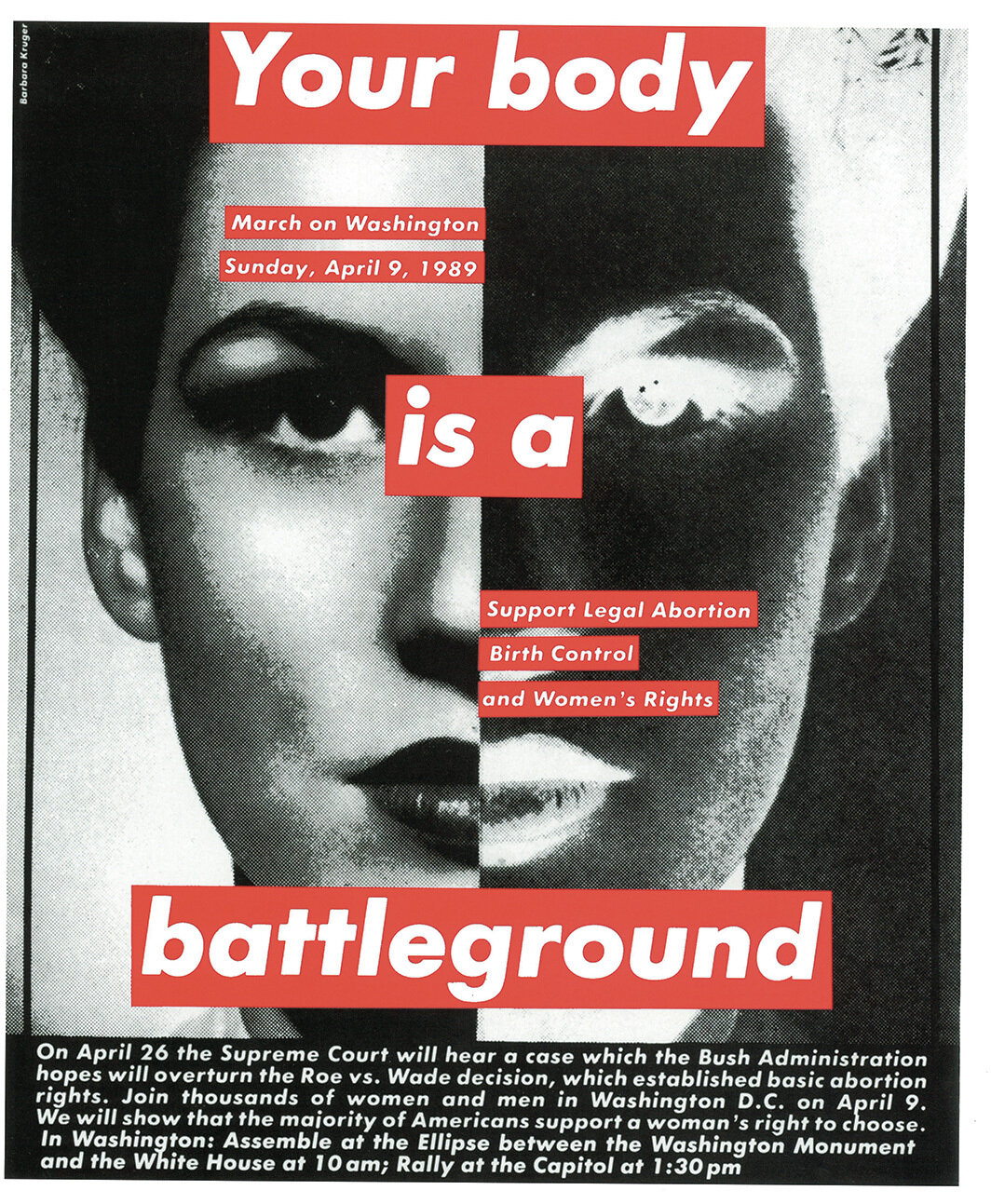 芭芭拉·克鲁格，《无题（你的身体是一个战场）》，1989，海报，尺寸未知. 