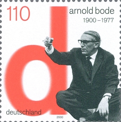 2000年德国发行的印有阿诺·博德照片及卡塞尔文献展标志性的“d”字样的邮票. 图片：wiki.