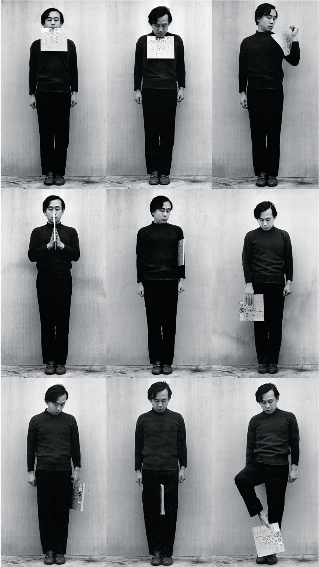 成能庆，《位置》，1976，9张明胶银盐照片，每张尺寸18 5⁄8 × 10 1⁄2".