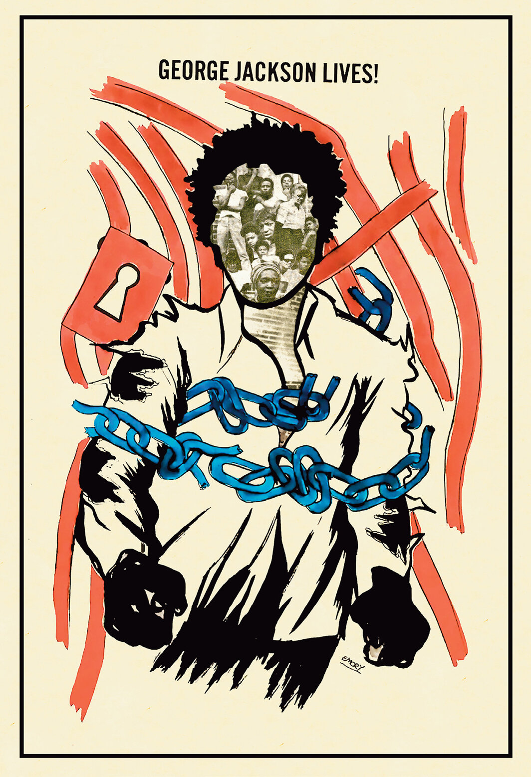 埃默里·道格拉斯，《乔治·杰克逊永存！》（George Jackson Lives!），1971，胶版印刷海报，17 × 11″. © Emory Douglas/Artists Rights Society (ARS), New York.
