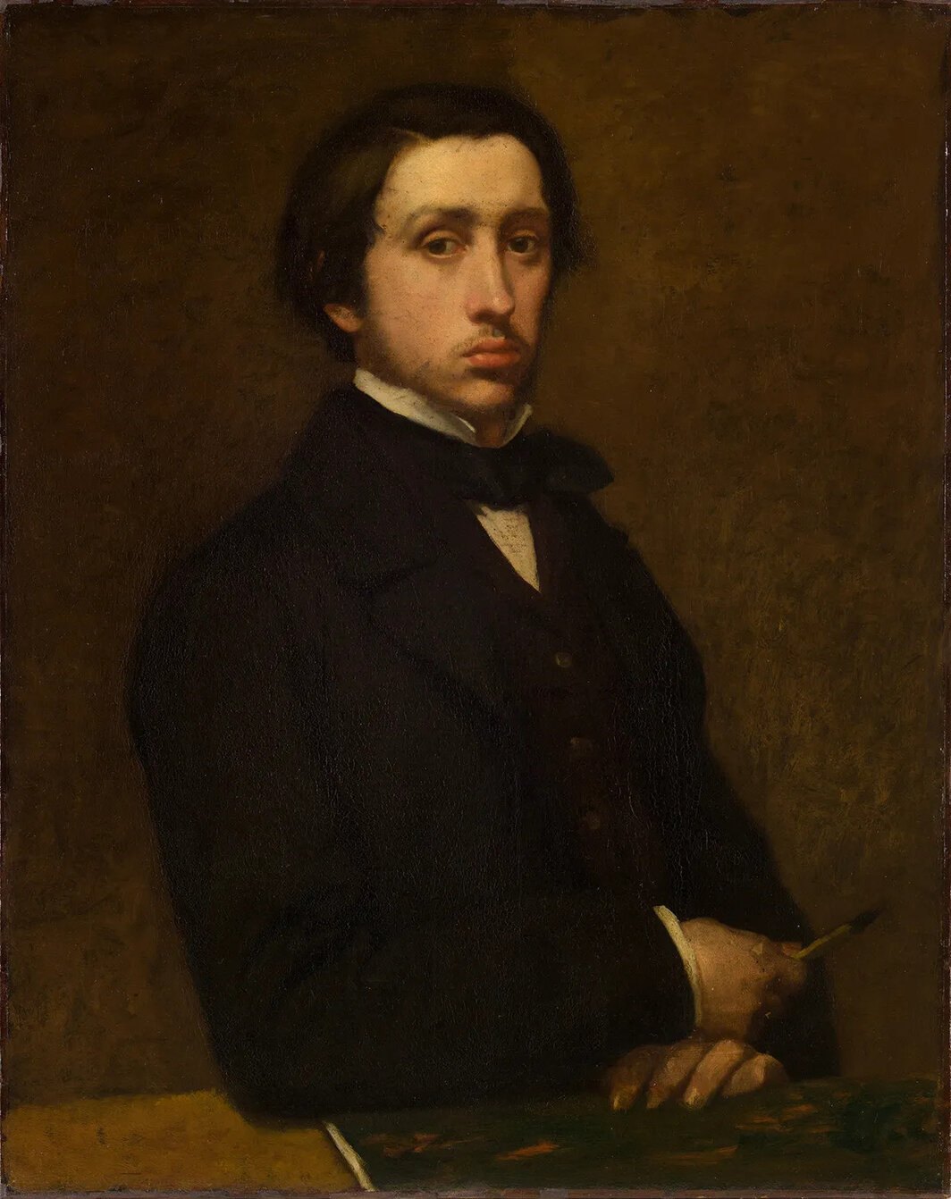 埃德加·德加，《艺术家肖像》，1855，纸上油画，25 5⁄8 × 28".