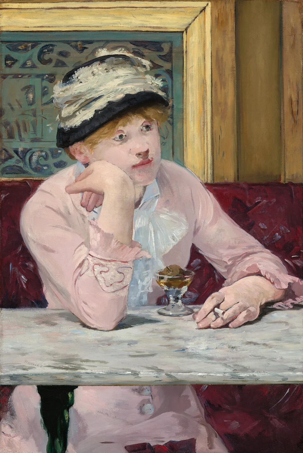 爱德华·马奈，《李子白兰地》，约1877，布面油画，29 × 19 3⁄4″.