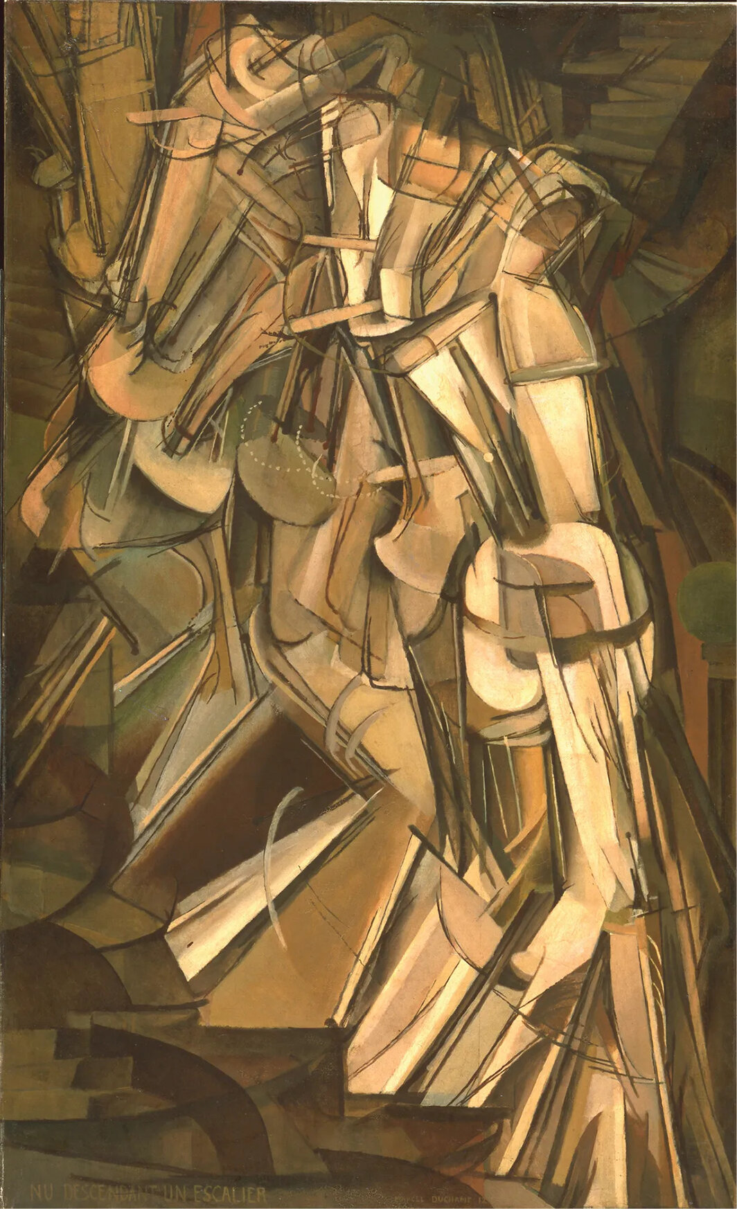 马塞尔·杜尚，《下楼的裸女二号》，1912，布面油画，57 7⁄8 × 35 1⁄8″. © Association Marcel Duchamp/ADAGP, Paris/Artists Rights Society (ARS), New York.