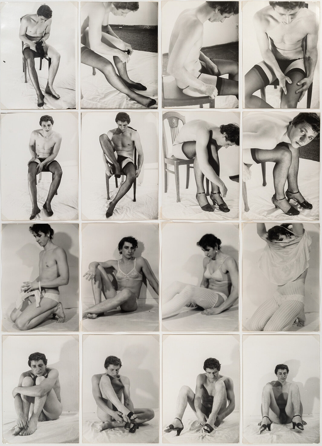 加布里埃莱·施特策尔，《跨坐》，1984，十六张明胶银盐打印纸，33 1⁄8 × 23 1⁄4″.