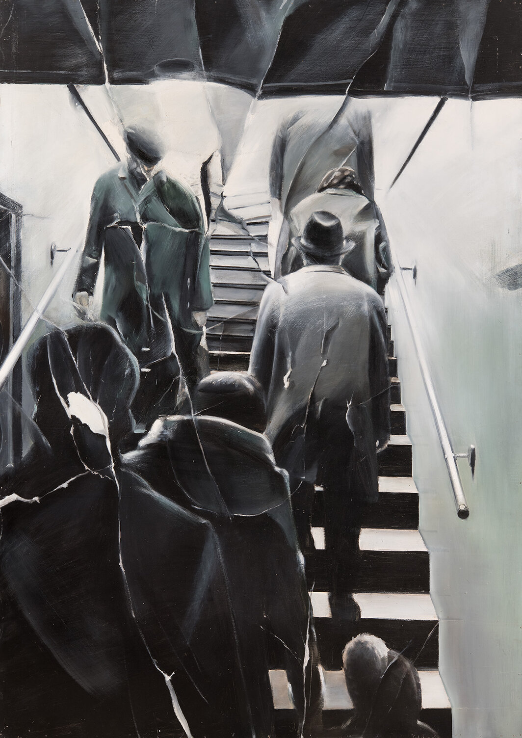 拉斯洛·费赫尔，《地下通道I》，1975，纤维板上油画，94 7⁄8 × 66 7⁄8″.