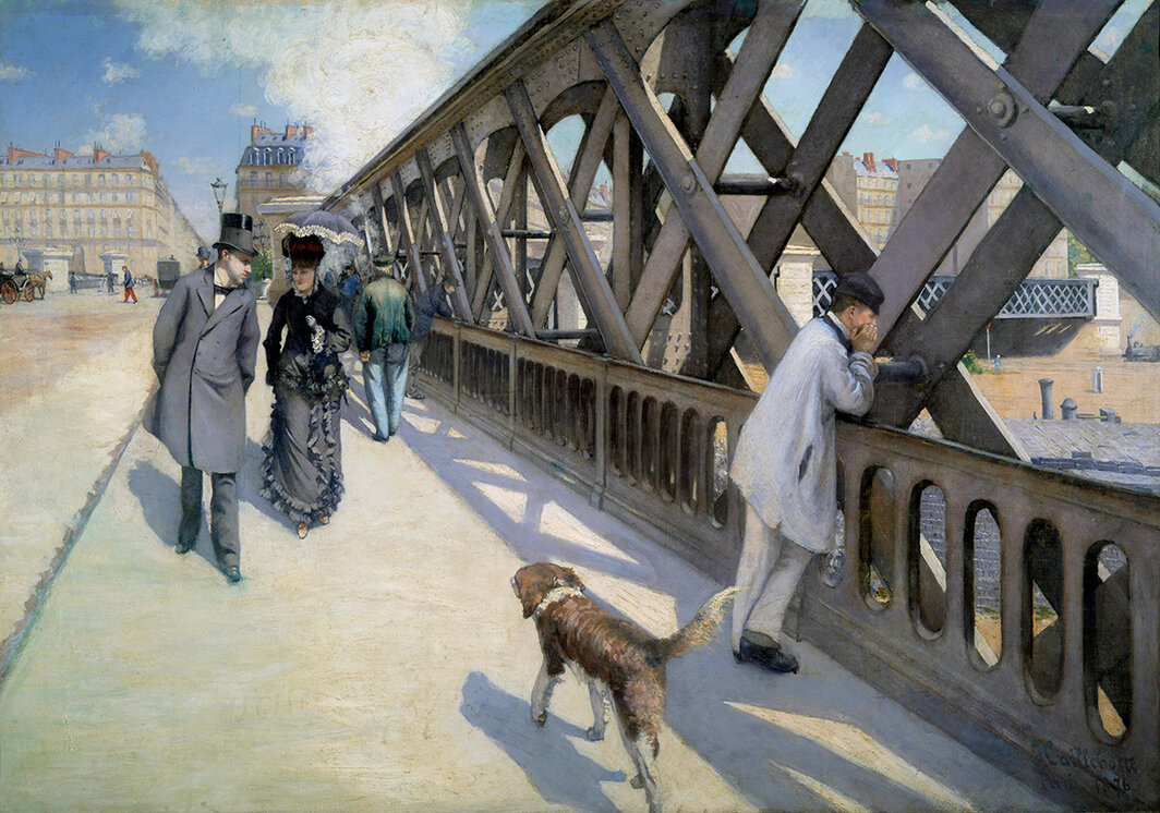 古斯塔夫·卡耶博特，《欧洲大桥》，1876，布面油画，48 3⁄8 × 69 3⁄4″.