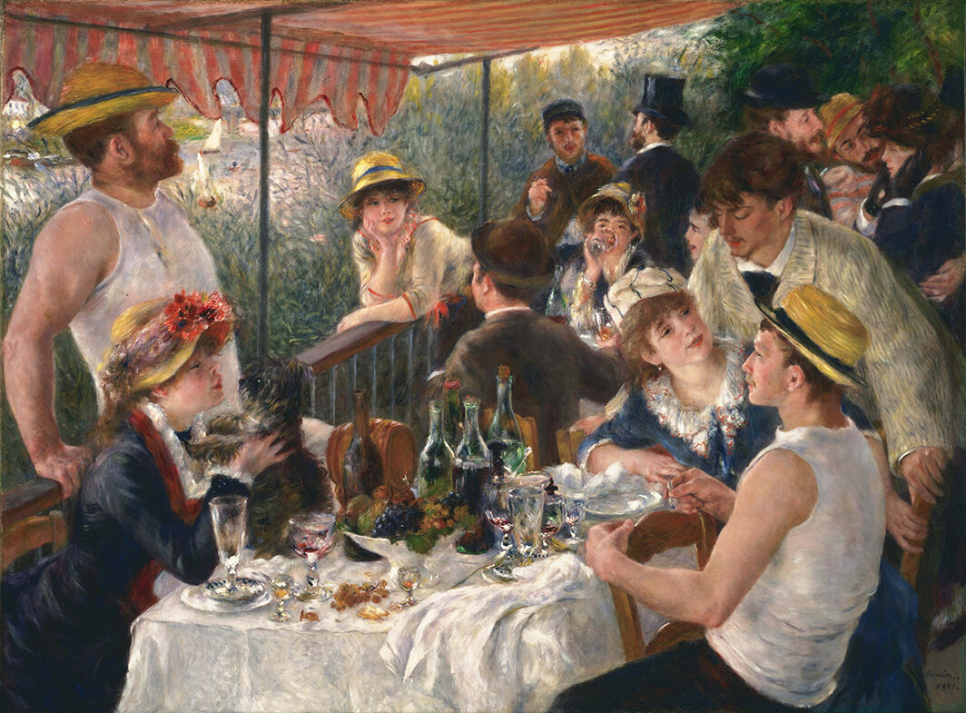皮埃尔-奥古斯特·雷诺阿，《船上的午宴》，1880–81，布面油画，51 1⁄4 × 69 1⁄8″.