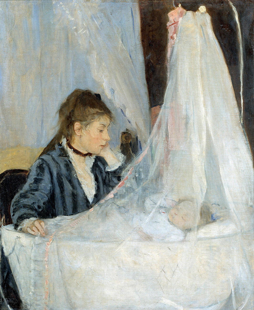 贝尔特·莫里索，《摇篮》，1872，布面油画，22 × 18 1⁄4″.