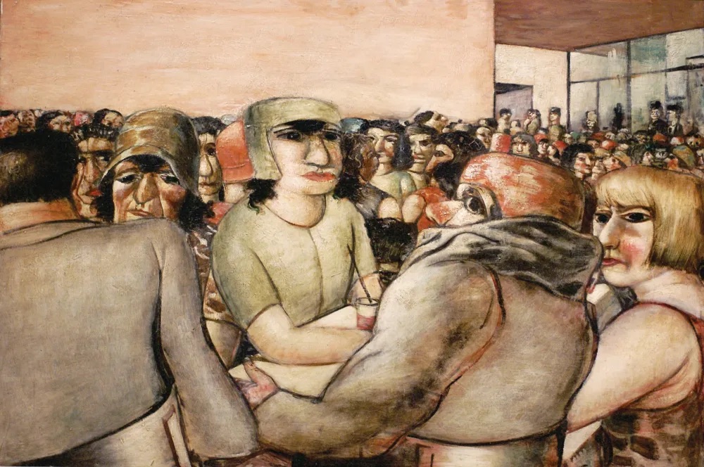 卡尔·福尔克（Karl Völker），《咖啡馆》，1923，木板油画，尺寸不详.