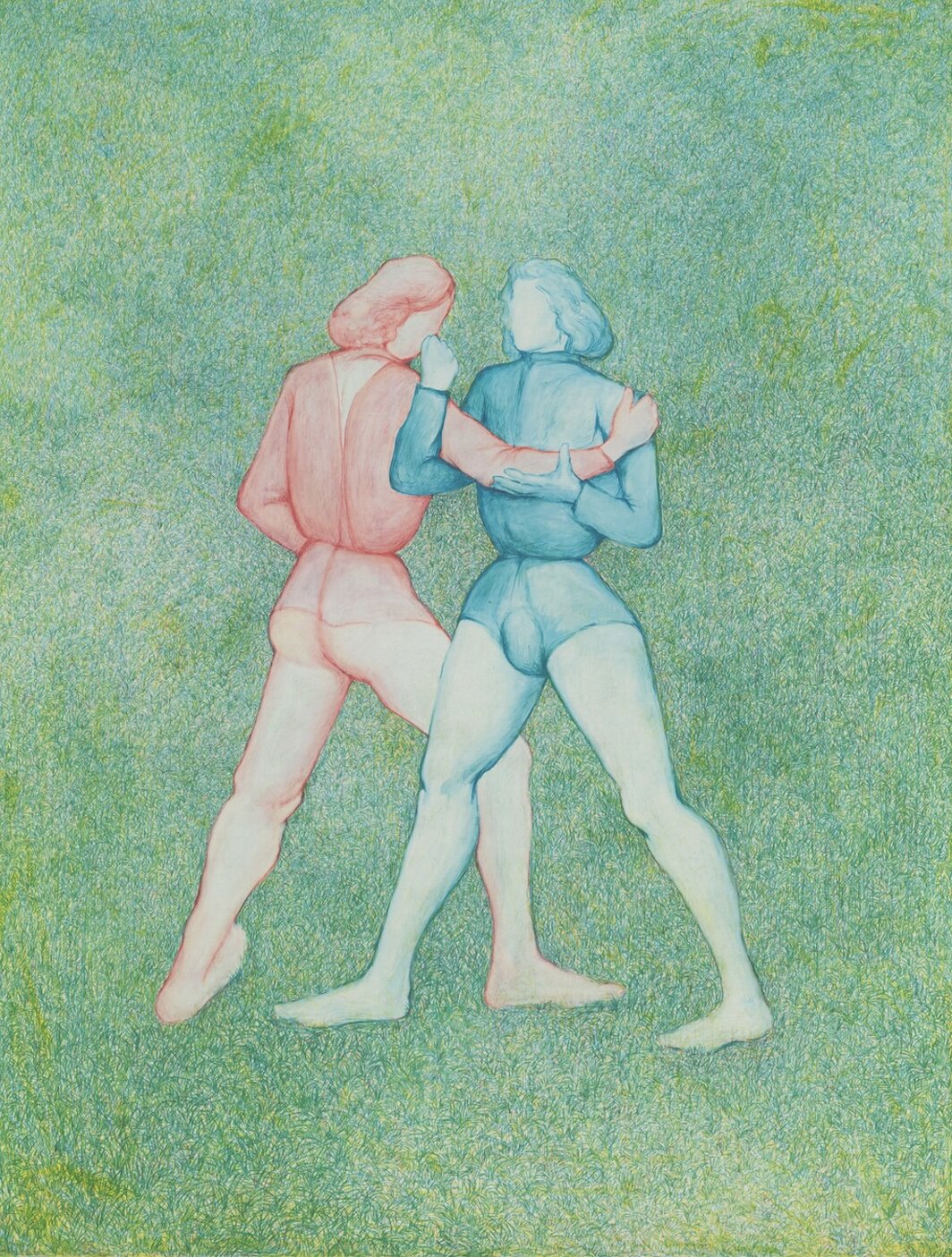 朱昶全，《南方友爱》， 2020， 油画布、彩色记号笔， 165 x 110 cm.