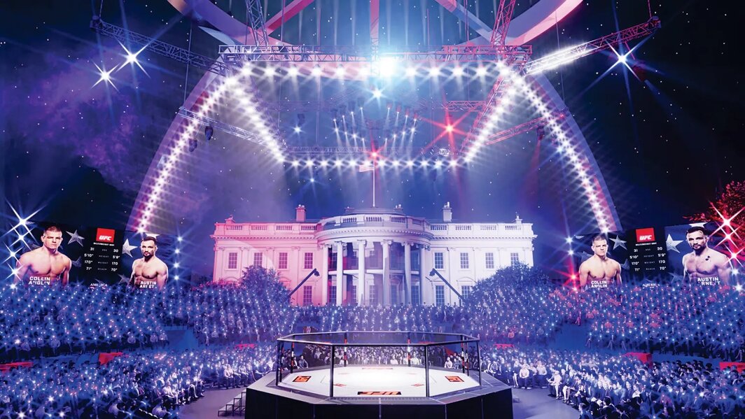 定于2026年6月14日在华盛顿特区白宫南草坪举办的“UFC自由250”综合格斗赛事效果图.